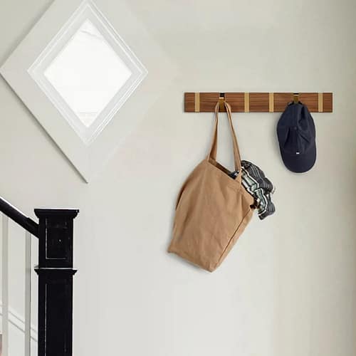 Kapstok Knax Horizontaal Hout met 6 brass haken